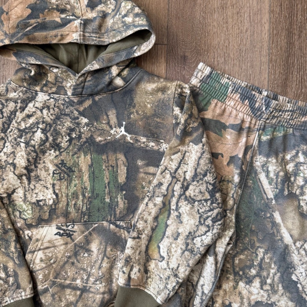 Jordan Hoodie Pants Set Boys Size 7 Camo Realtree APX Jumpman Sweatsuit Outfit